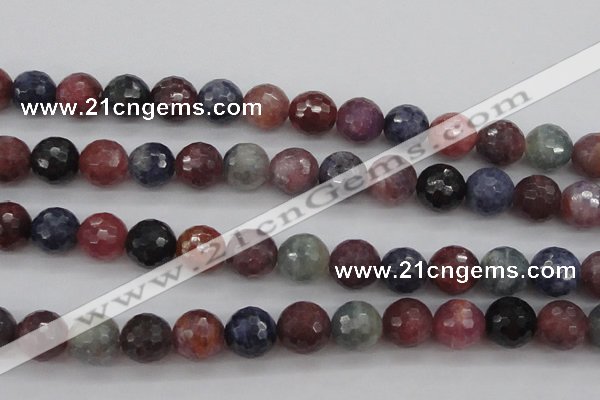 CRZ883 15.5 inches 10mm faceted round natural ruby sapphire beads