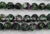 CRZ902 15.5 inches 8mm faceted nuggets Chinese ruby zoisite beads