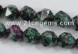 CRZ903 15.5 inches 10mm faceted nuggets Chinese ruby zoisite beads