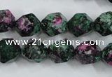 CRZ904 15.5 inches 12mm faceted nuggets Chinese ruby zoisite beads