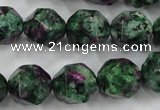 CRZ905 15.5 inches 14mm faceted nuggets Chinese ruby zoisite beads