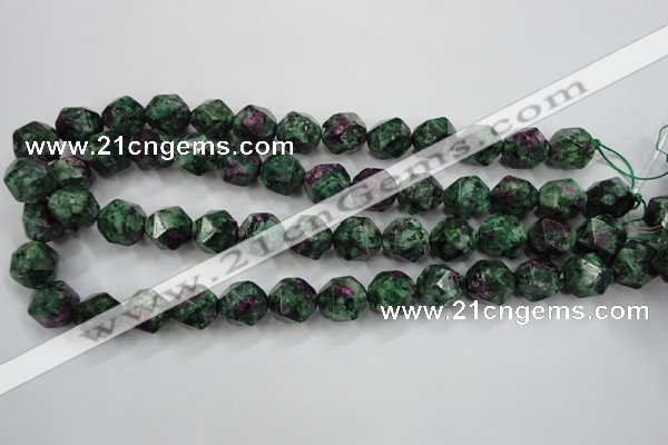 CRZ905 15.5 inches 14mm faceted nuggets Chinese ruby zoisite beads