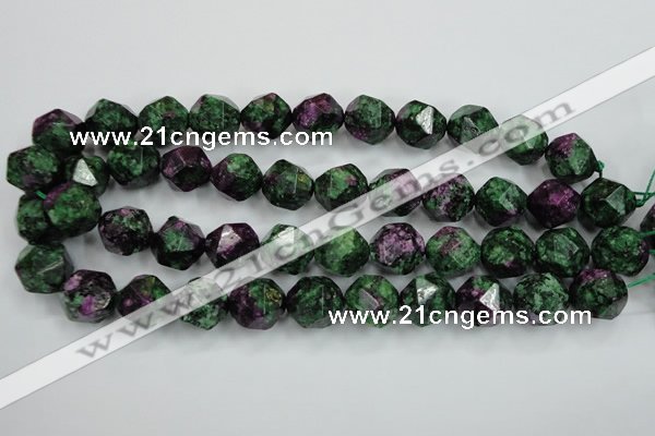 CRZ906 15.5 inches 16mm faceted nuggets Chinese ruby zoisite beads