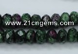 CRZ911 15.5 inches 6*10mm faceted rondelle Chinese ruby zoisite beads