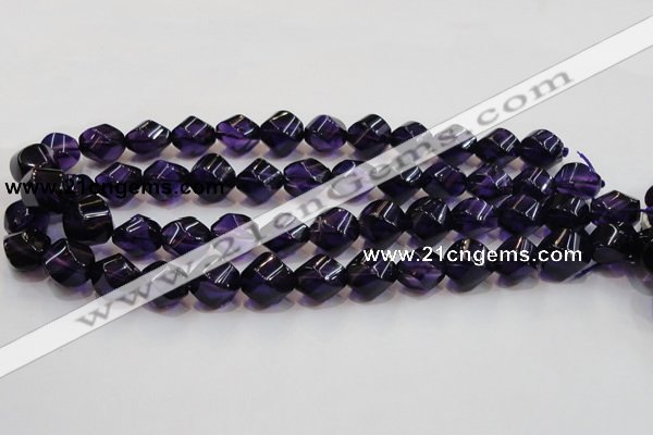 CSA11 15.5 inches 12*15mm twisted rice synthetic amethyst beads