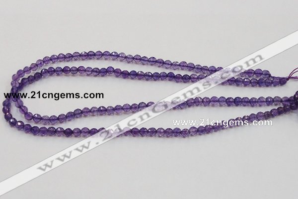 CSA12 15.5 inches 4mm faceted round synthetic amethyst beads