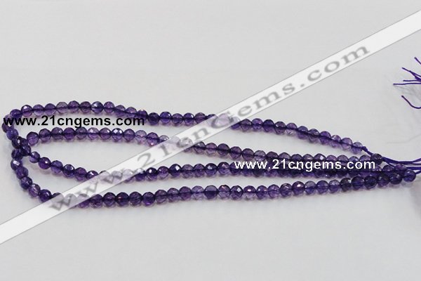 CSA14 15.5 inches 6mm faceted round synthetic amethyst beads