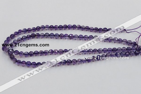 CSA15 15.5 inches 7mm faceted round synthetic amethyst beads