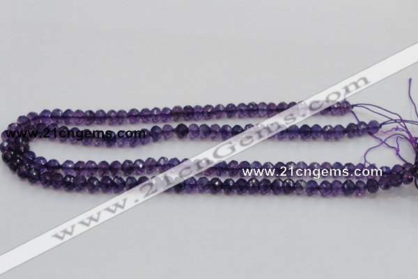 CSA20 15.5 inches 6*8mm faceted rondelle synthetic amethyst beads