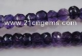 CSA21 15.5 inches 6*10mm faceted rondelle synthetic amethyst beads