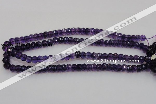 CSA21 15.5 inches 6*10mm faceted rondelle synthetic amethyst beads