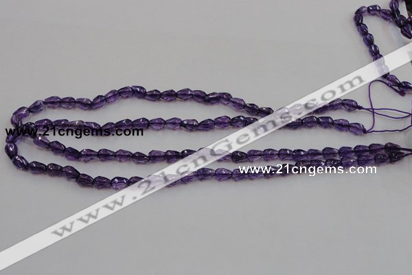 CSA24 15.5 inches 6*8mm faceted teardrop synthetic amethyst beads