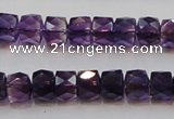 CSA26 15.5 inches 7*10mm faceted column synthetic amethyst beads