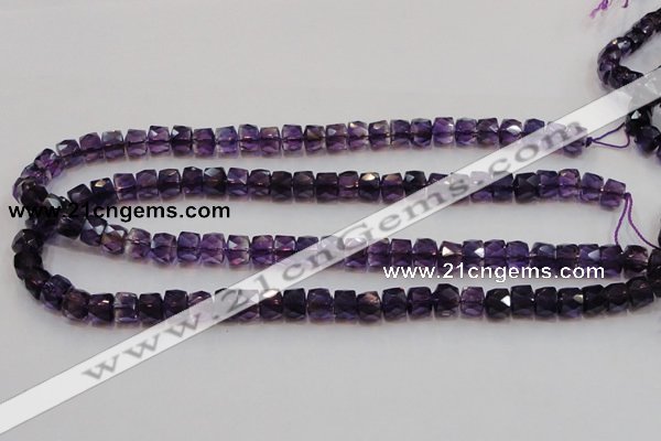 CSA26 15.5 inches 7*10mm faceted column synthetic amethyst beads