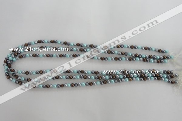 CSB1000 15.5 inches 4mm round mixed color shell pearl beads