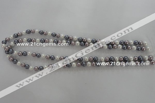 CSB1010 15.5 inches 6mm round mixed color shell pearl beads