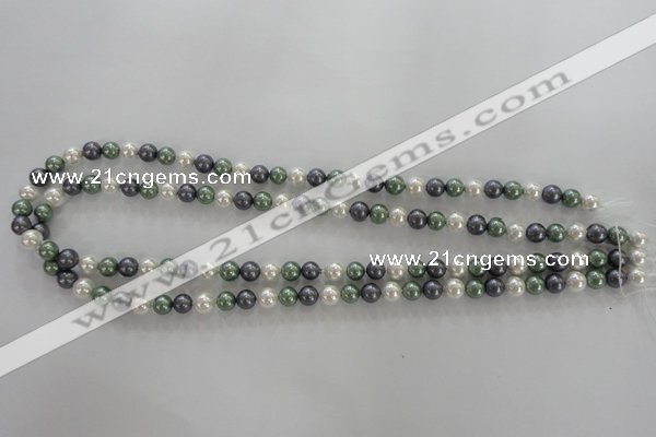 CSB1011 15.5 inches 6mm round mixed color shell pearl beads