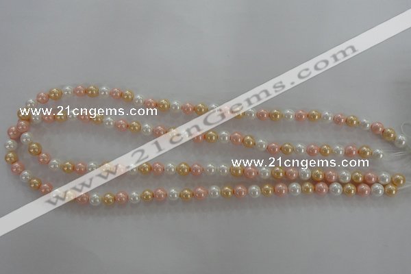 CSB1014 15.5 inches 6mm round mixed color shell pearl beads