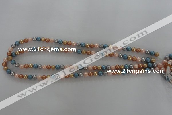 CSB1015 15.5 inches 6mm round mixed color shell pearl beads