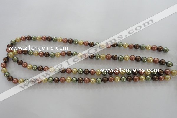 CSB1016 15.5 inches 6mm round mixed color shell pearl beads