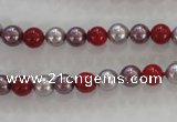 CSB1017 15.5 inches 6mm round mixed color shell pearl beads