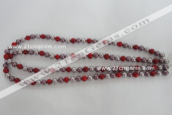 CSB1017 15.5 inches 6mm round mixed color shell pearl beads