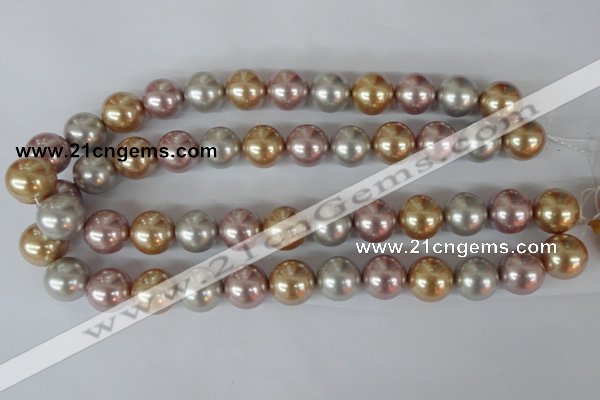 CSB103 15.5 inches 16mm round mixed color shell pearl beads