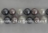 CSB1030 15.5 inches 8mm round mixed color shell pearl beads