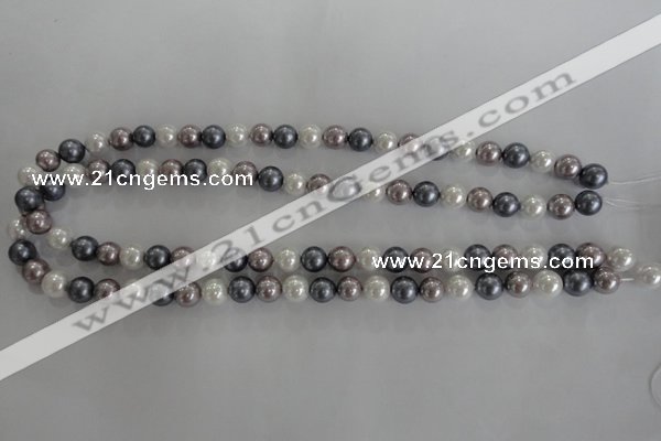 CSB1030 15.5 inches 8mm round mixed color shell pearl beads