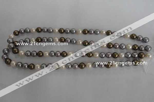 CSB1031 15.5 inches 8mm round mixed color shell pearl beads