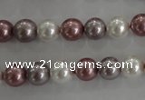 CSB1036 15.5 inches 8mm round mixed color shell pearl beads