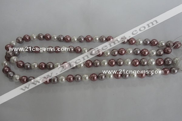 CSB1036 15.5 inches 8mm round mixed color shell pearl beads