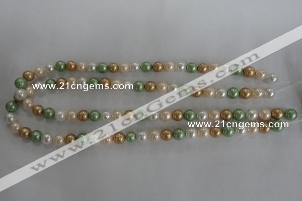 CSB1039 15.5 inches 8mm round mixed color shell pearl beads