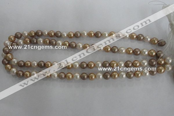 CSB1040 15.5 inches 8mm round mixed color shell pearl beads