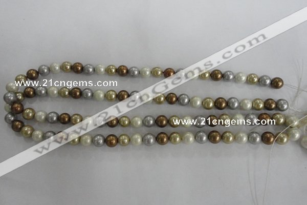 CSB1041 15.5 inches 8mm round mixed color shell pearl beads