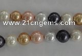 CSB1042 15.5 inches 8mm round mixed color shell pearl beads