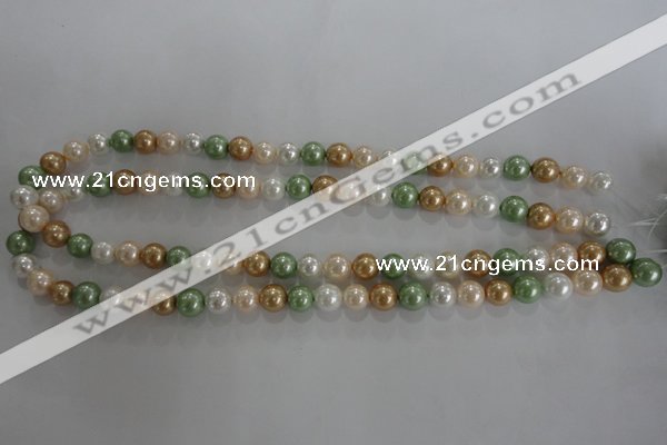 CSB1043 15.5 inches 8mm round mixed color shell pearl beads