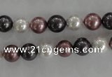 CSB1045 15.5 inches 8mm round mixed color shell pearl beads