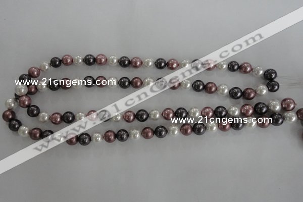 CSB1045 15.5 inches 8mm round mixed color shell pearl beads