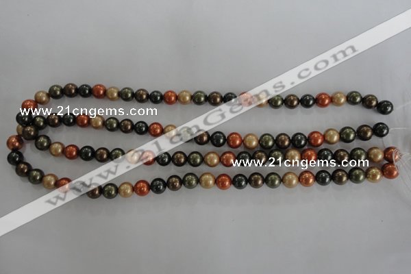 CSB1046 15.5 inches 8mm round mixed color shell pearl beads