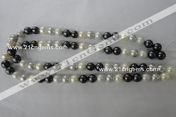 CSB1051 15.5 inches 10mm round mixed color shell pearl beads