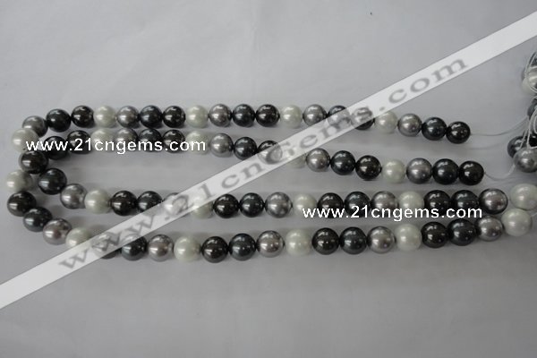 CSB1052 15.5 inches 10mm round mixed color shell pearl beads