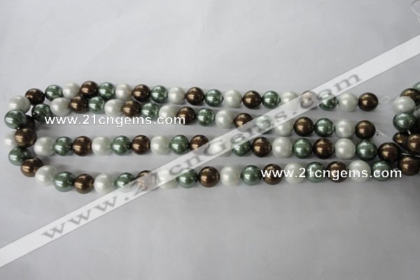 CSB1053 15.5 inches 10mm round mixed color shell pearl beads