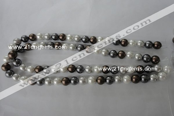 CSB1054 15.5 inches 10mm round mixed color shell pearl beads