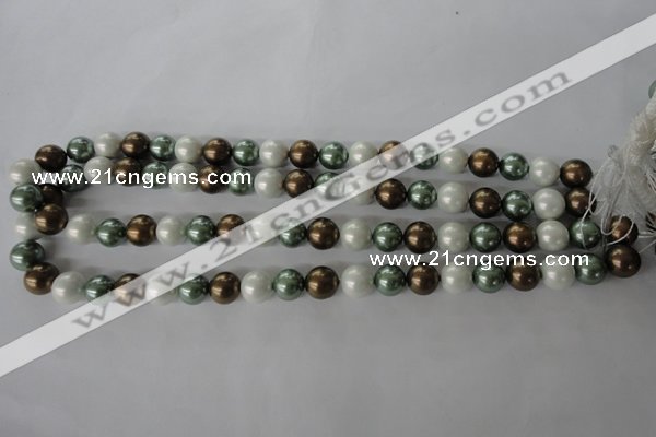 CSB1055 15.5 inches 10mm round mixed color shell pearl beads