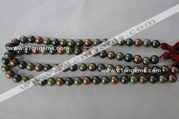 CSB1057 15.5 inches 10mm round mixed color shell pearl beads