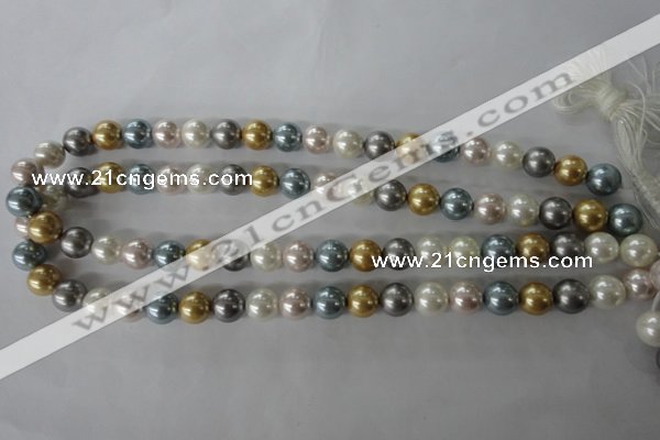 CSB1058 15.5 inches 10mm round mixed color shell pearl beads