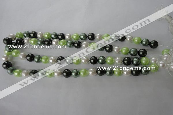 CSB1060 15.5 inches 10mm round mixed color shell pearl beads