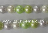 CSB1061 15.5 inches 10mm round mixed color shell pearl beads