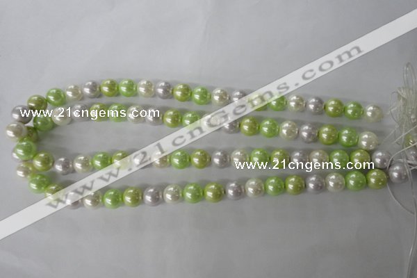 CSB1061 15.5 inches 10mm round mixed color shell pearl beads